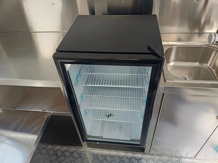 drink cooler in the small ice cream trailer