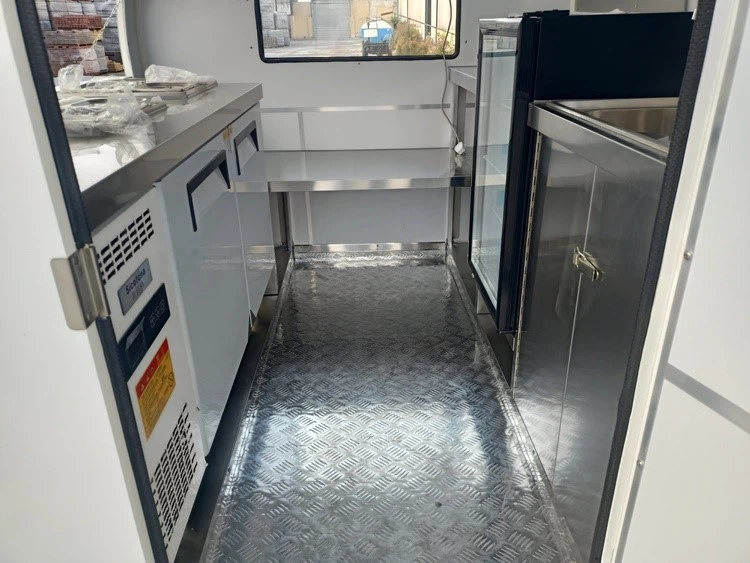 small ice cream trailer inside